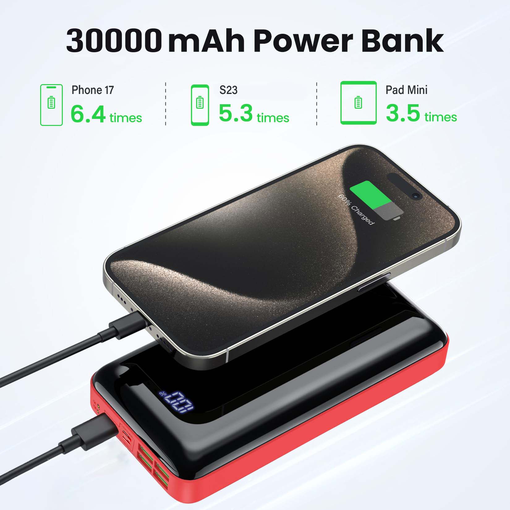 Portable Charger 30000mah Powe - Watch Charger Cable のレビューと価格