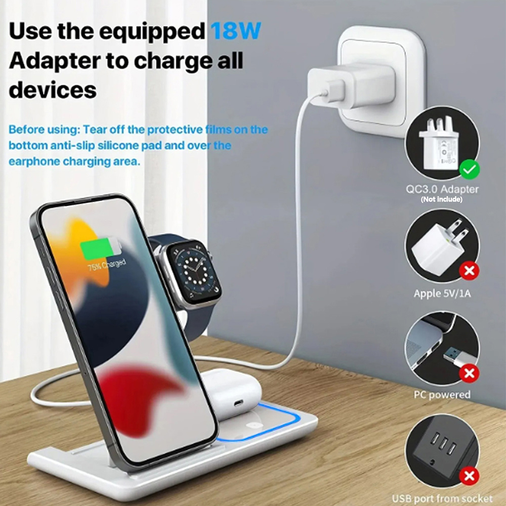 15W 3 in 1 Wireless Charger St - Watch Charger Cable のレビューと価格