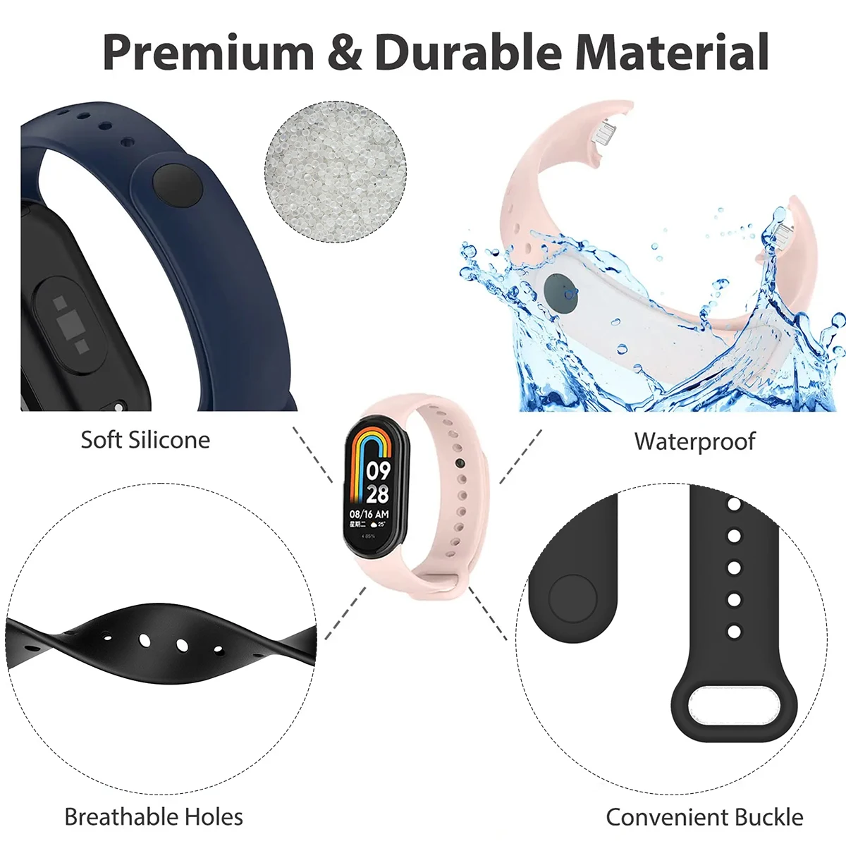 Strap for Xiaomi Mi Band 9/9 N - Silicone Band Replacement のレビューと価格