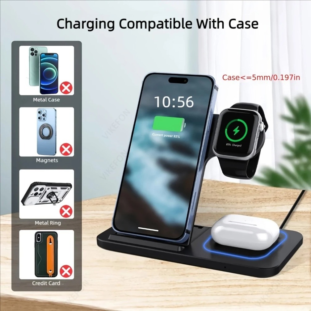 Foldable 3 in 1 Wireless Charg - Watch Charger Cable のレビューと価格
