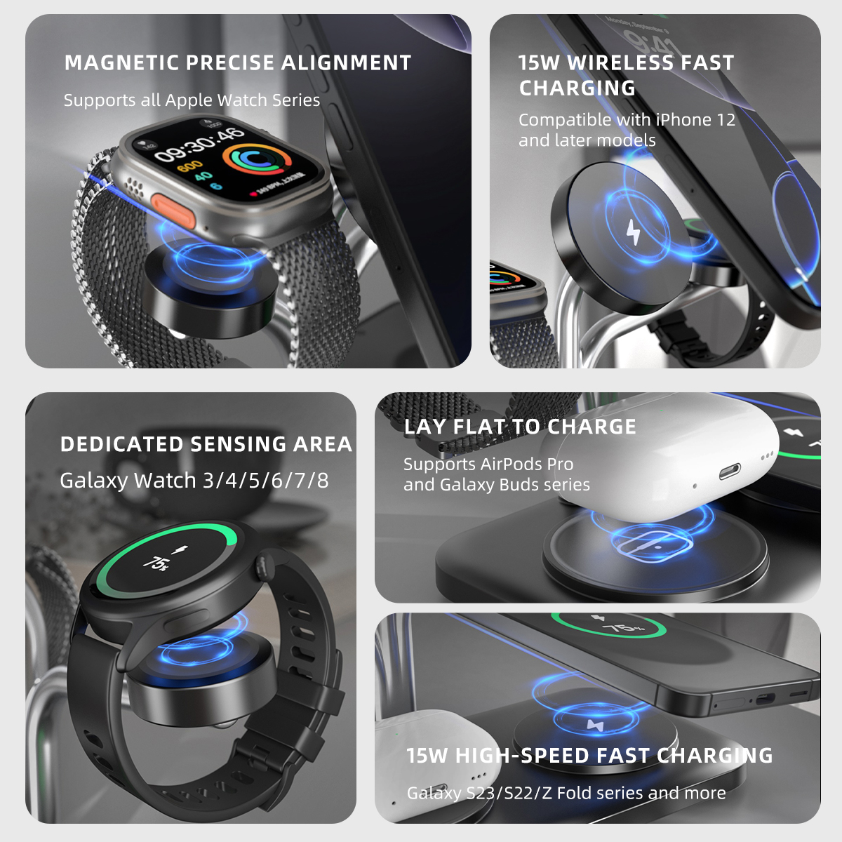 5 IN 1 Magnetic Wireless Charg - Watch Charger Cable のレビューと価格