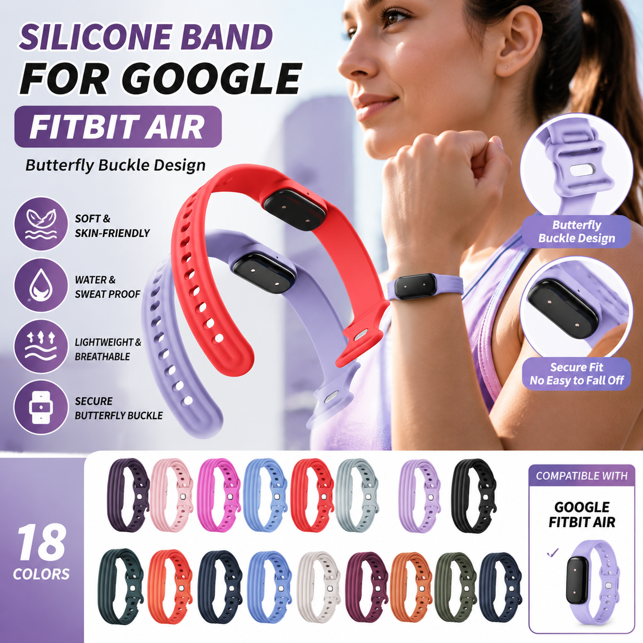 Silicone Band for Google Fitbi - Silicone Band Replacement のレビューと価格